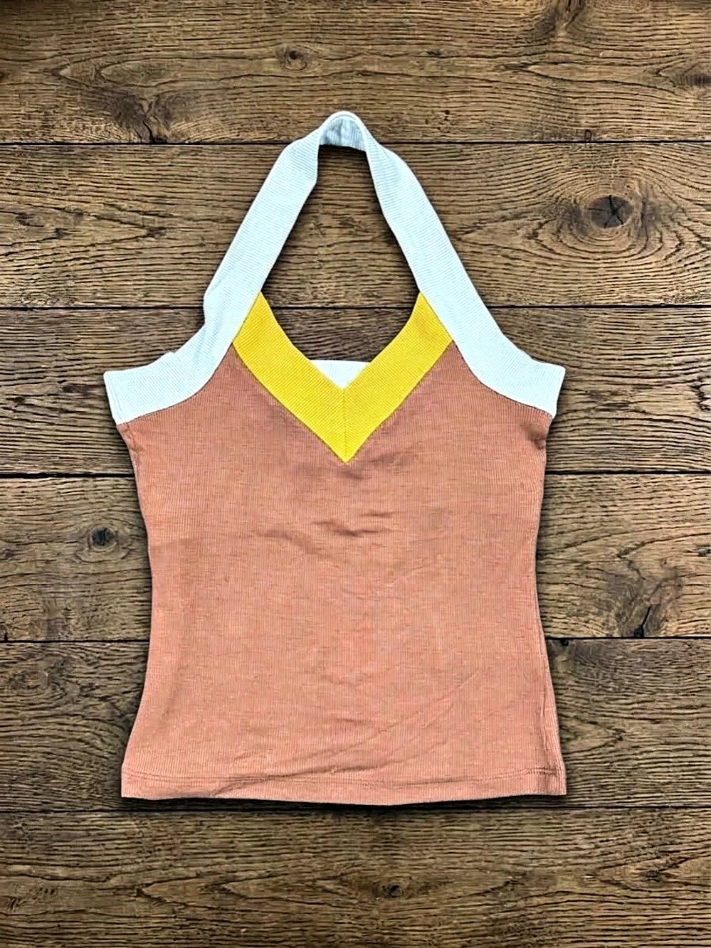 Silence + Noise Rebel V-Neck Ribbed Halter Top Medium